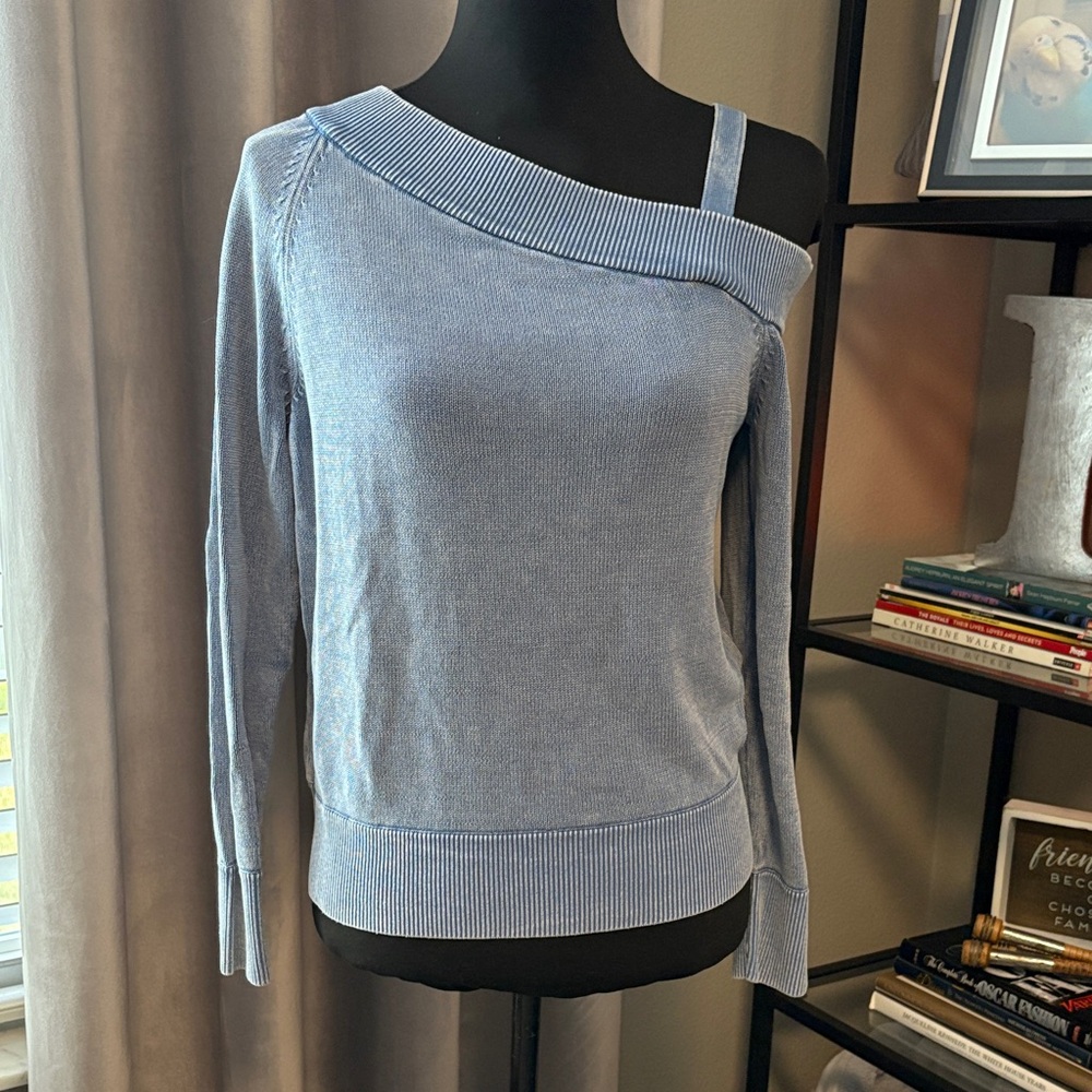 Calvin Klein Jeans Light Blue Off-Shoulder Sweater
